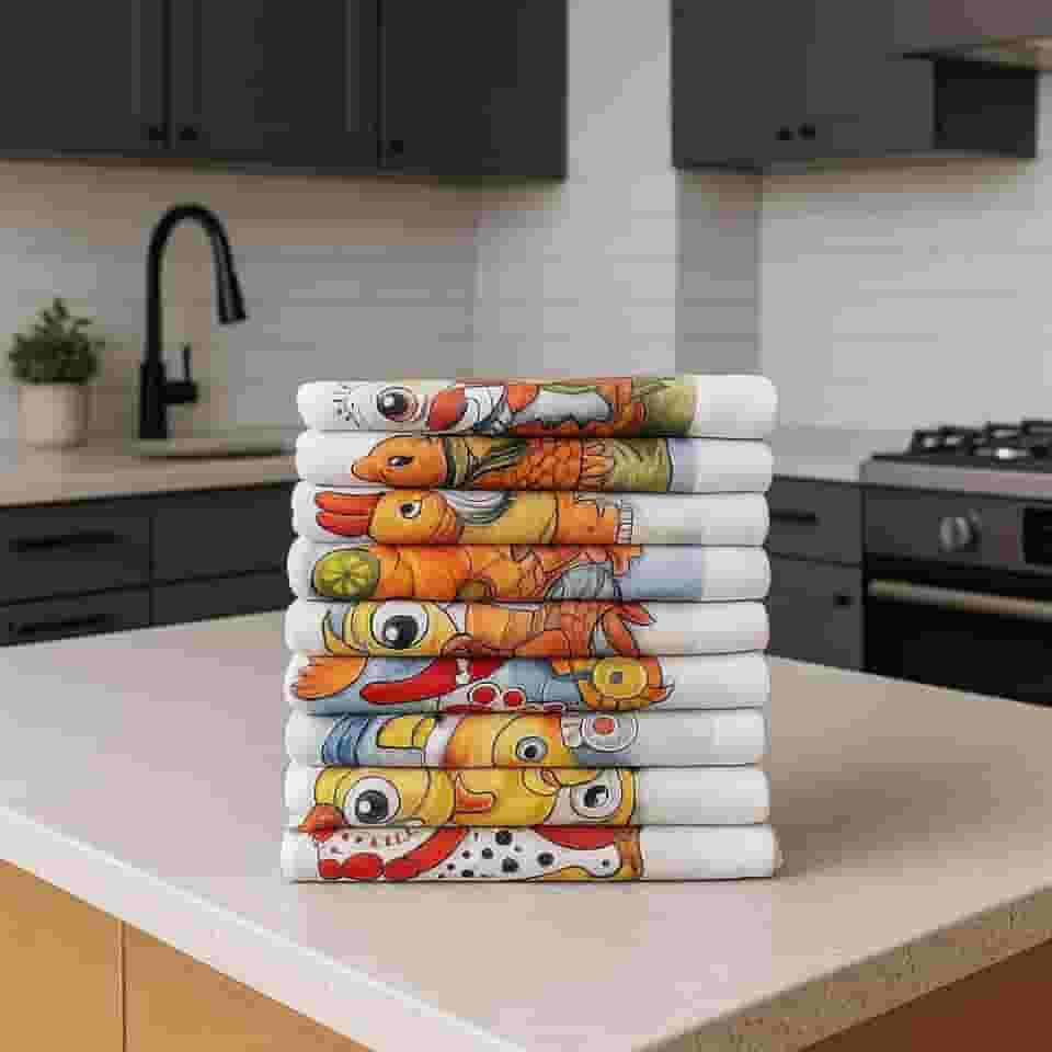 Kit 10 Panos Prato Algodão 45x75cm Econômico Durável Estampado Multiuso Limpeza Cozinha