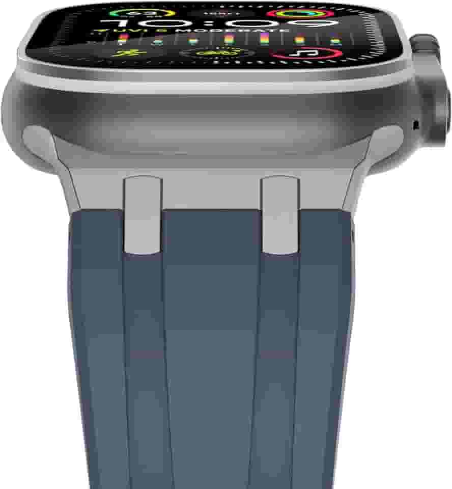 KADES Pulseira Esportiva para Apple Watch Ultra 2/Ultra 49mm, Séries 10/9/8/SE2/7/6/SE/5/4/3/2/1 46mm/45mm/44mm/42mm, TPU Resistente, Titânio/Azul, 27mm