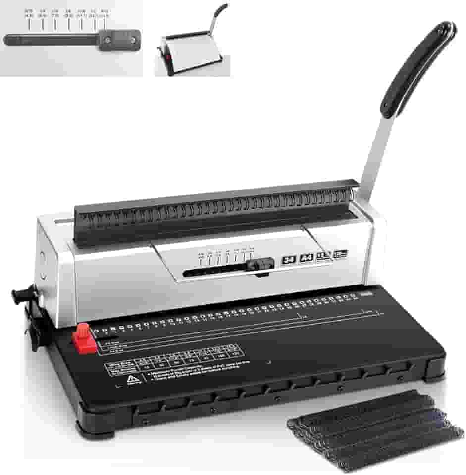 34 Furos Design ajustável Máquina de Encadernação, Encadernadora, Encadernadora Perfuradora, Encadernadora Perfuradora para Espiral, Encadernadora Perfuradora Manual, Suporte para Papel A4 E A5