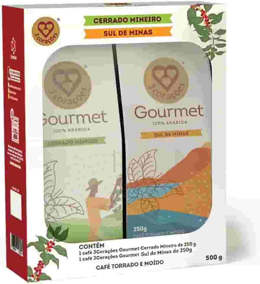 3 Corações Kit Café Gourmet Torrado e moído - Cerrado Mineiro e Sul de Minas, 2x250g