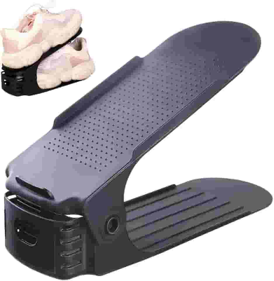 Kit 10 Organizadores de Sapato Saltos Tênis Sapatos Calçados com Regulagem de Altura Para Armário Guarda Roupa Dobrável Ajustável (Preto)