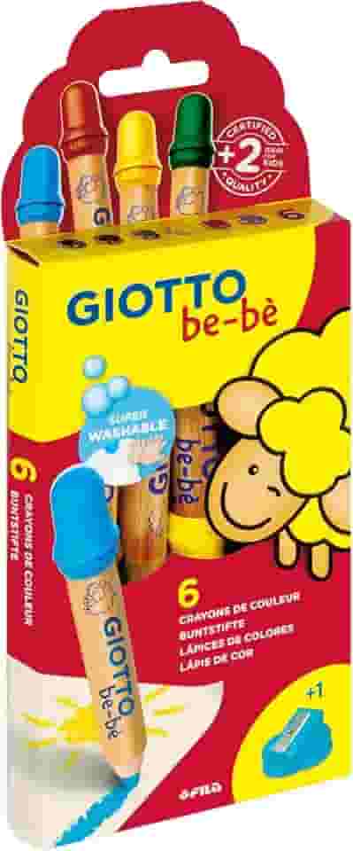 GIOTTO BEBE Lápis de Cor Jumbo Estojo com 6 Cores + 1 Apontador, Aquarelável