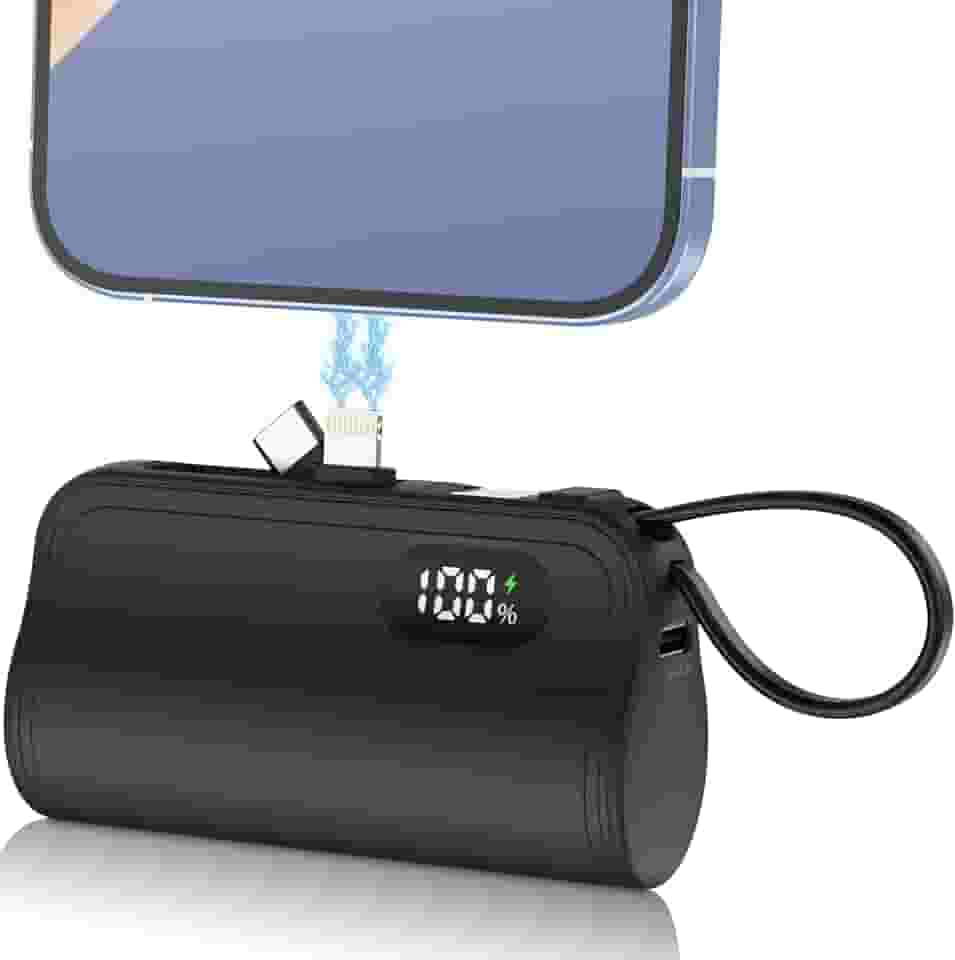 Carregador Portátil Mini 5000mAh - Power Bank Compacto com Display LCD e Saída USB-C para iPhone, Samsung e Android | Carregamento Rápido, Seguro e Elegante