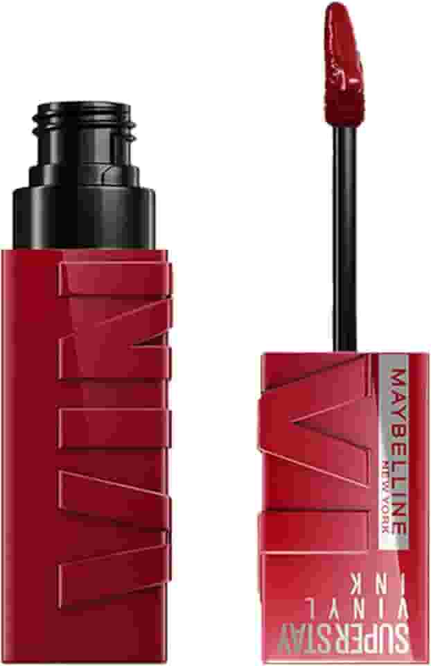 Maybelline NY SuperStay Vinyl Ink Batom Líquido, Longa Duração, Acabamento Vinil Espelhado e Efeito Gloss, Brilho Instantâneo, Conforto para os Lábios, Fórmula Vegana, Cor Lippy 4,2ml