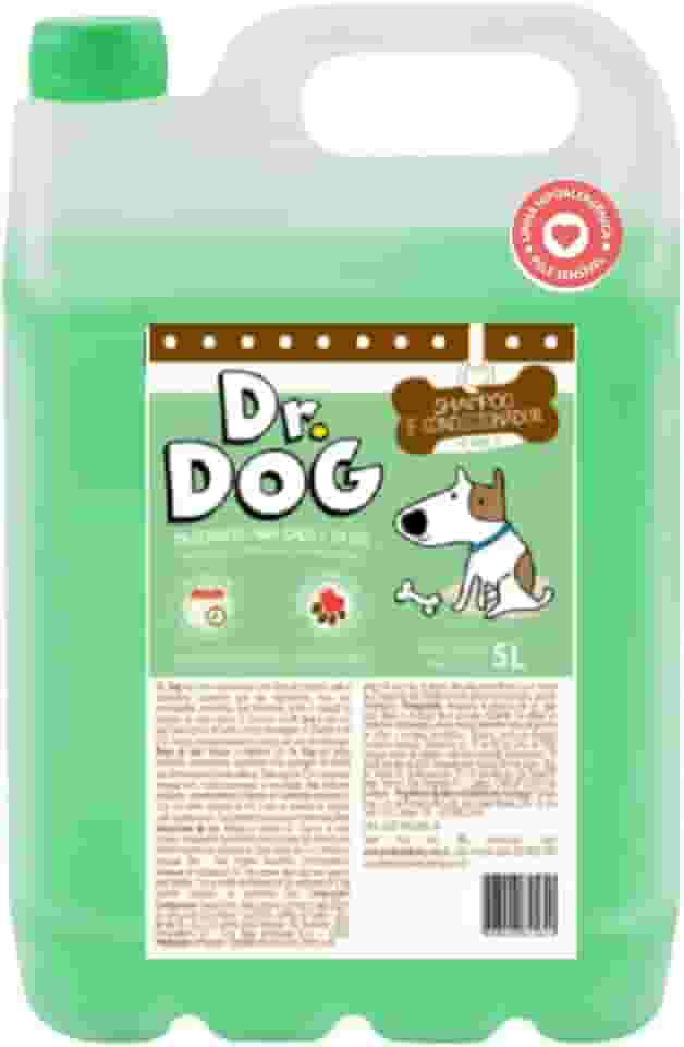 Shampoo & condicionador C�es e Gatos Dr. Dog 5x1 5 Litros Pets peles sens�veis, Xampu Hipoalerg�nico, Antial�rgico, N�o Arde os Olhos, Pet shop, Fragr�ncia Suave, Alto rendimento