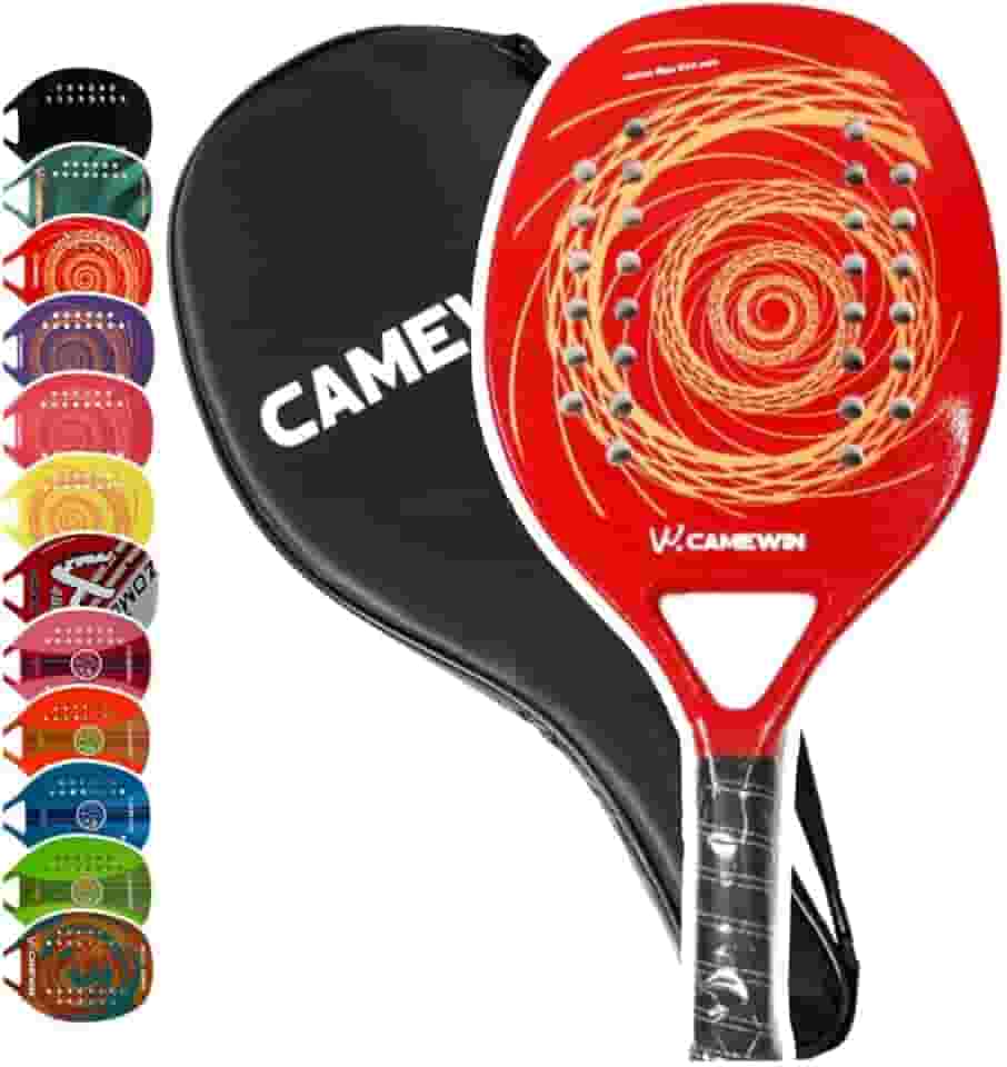 Raquete Beach Tennis Fibras Carbono e Vidro com núcleo soft EVA - Camewin - Nota Fiscal - Original produto no Brasil ((VERMELHO))