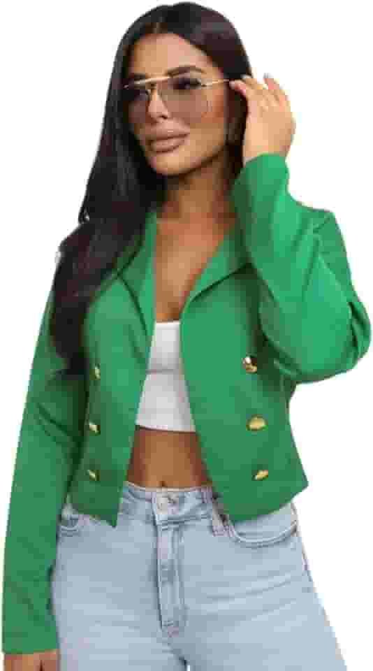 Blazer Curto Alfaiataria Casaco Feminino R074