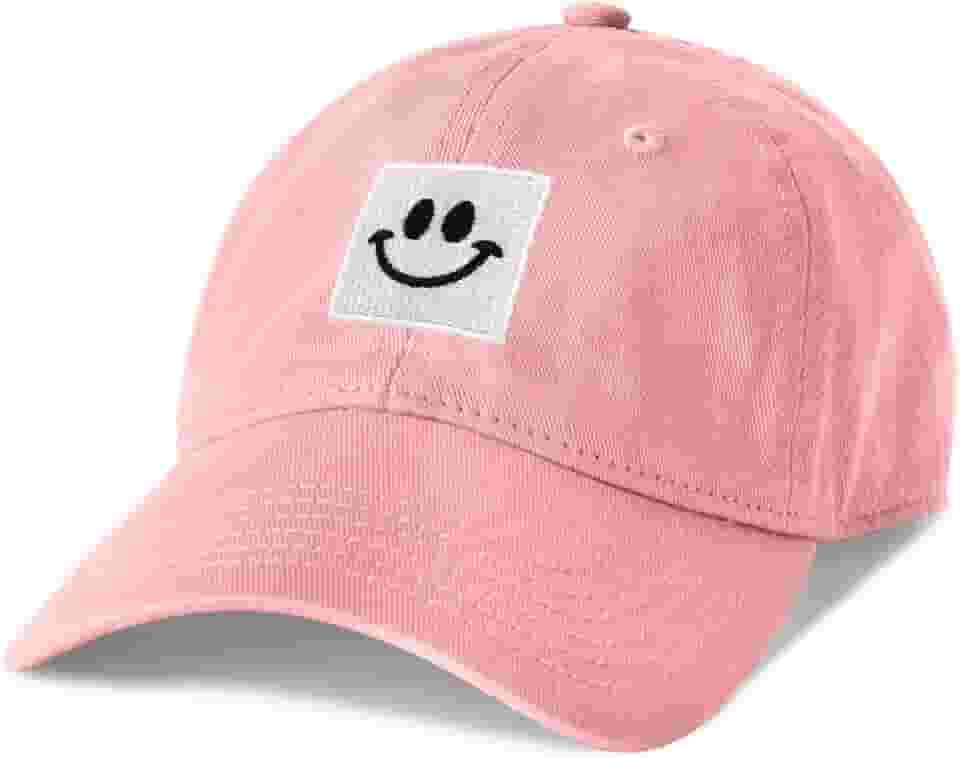 IYEBRAO Boné de beisebol com rosto sorridente para mulheres e homens, moderno, ajustável, não estruturado, algodão lavado