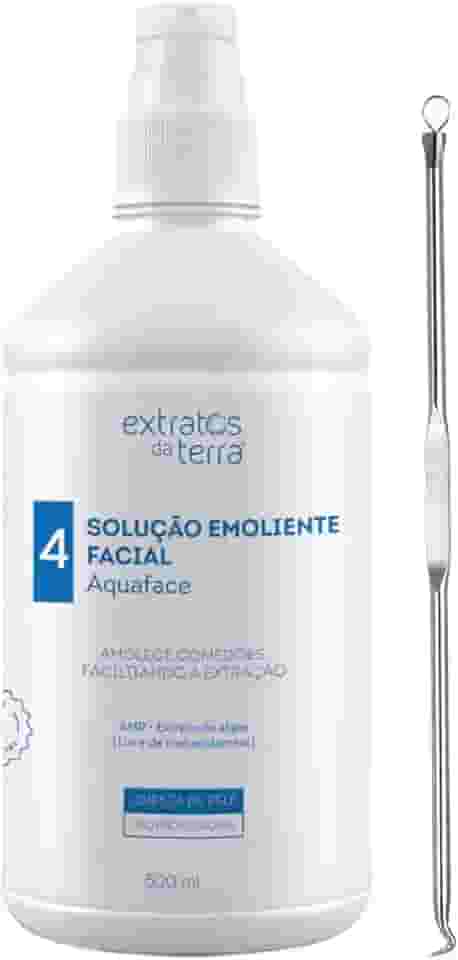 Solução Emoliente Facial Aquaface 500ml - Extratos da Terra - Para Limpeza Profunda e Extração de Comedões + Extrator de Cravos