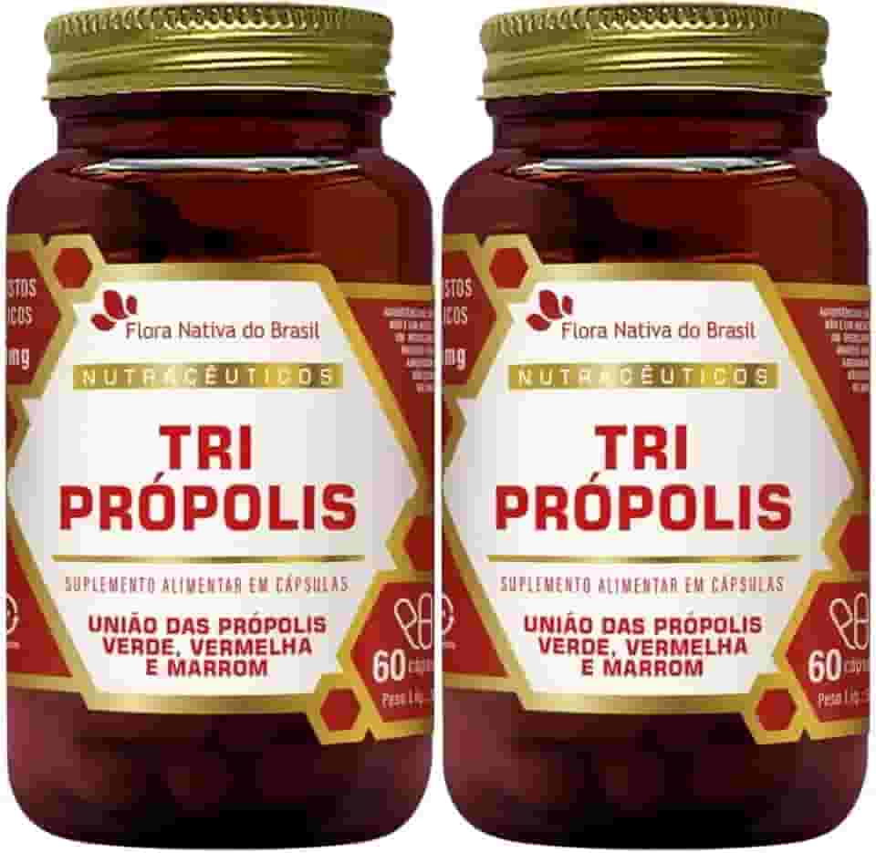 KIT 2X Tri Própolis (Própolis Vermelha, Verde e Marrom) 60 Cápsulas - Flora Nativa