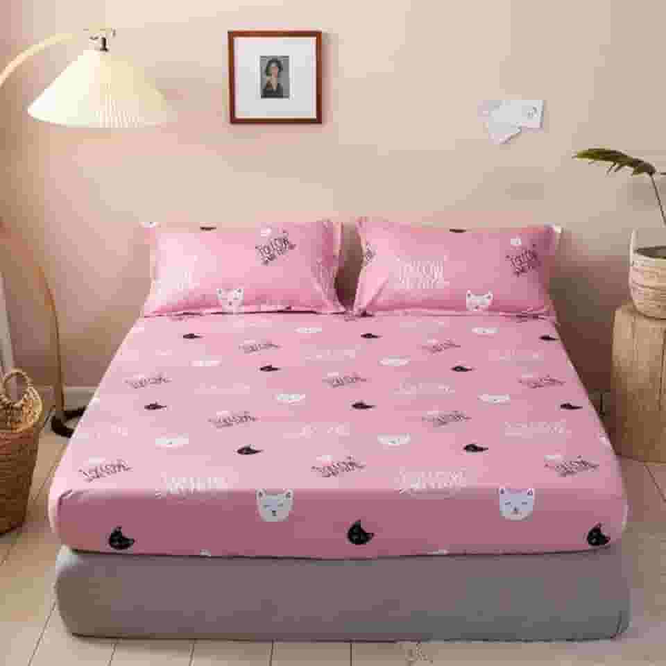 Feelyou Conjunto de lençóis para meninas tamanho queen para crianças gato fofo gatinho conjunto de lençóis para adolescentes rosa Kawaii animal de estimação conjunto de cama para decoração de quarto de crianças desenhos animados gatos adoráveis capa de cama com 2 fronhas