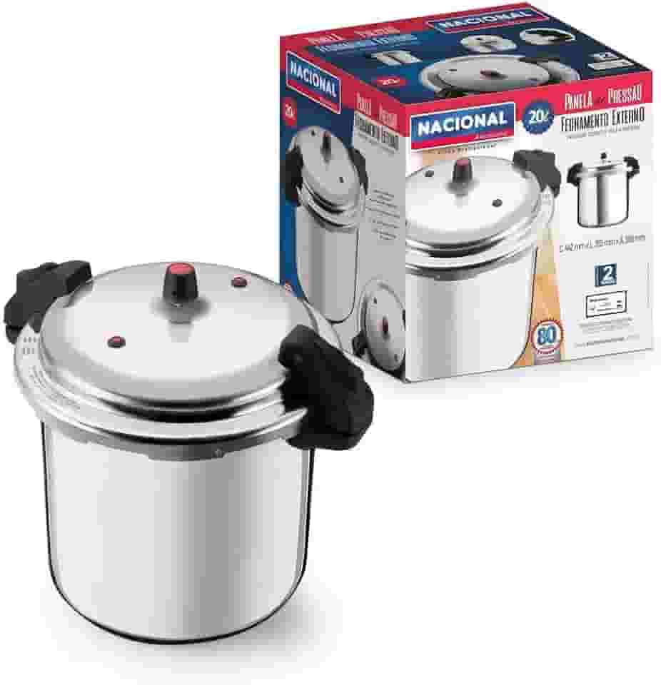 Panela de Pressão Profissional, Alumínio Reforçado, 20L, Fechamento Externo, para Restaurantes e Cozinhas Industriais