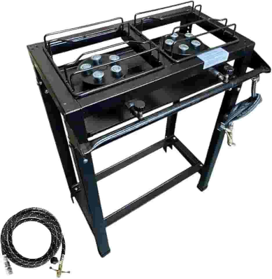 Fogão Industrial de Alta Pressão, 2 Bocas com Queimadores Potentes, Pés de Borracha, Mangueira e Registro Cheff Jr/Snr (Junior)