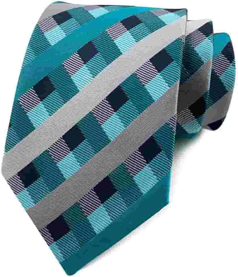 Gravata masculina xadrez/listrada de 8 cm de largura Jacquard clássica para negócios, casamento, dança, formatura, xadrez