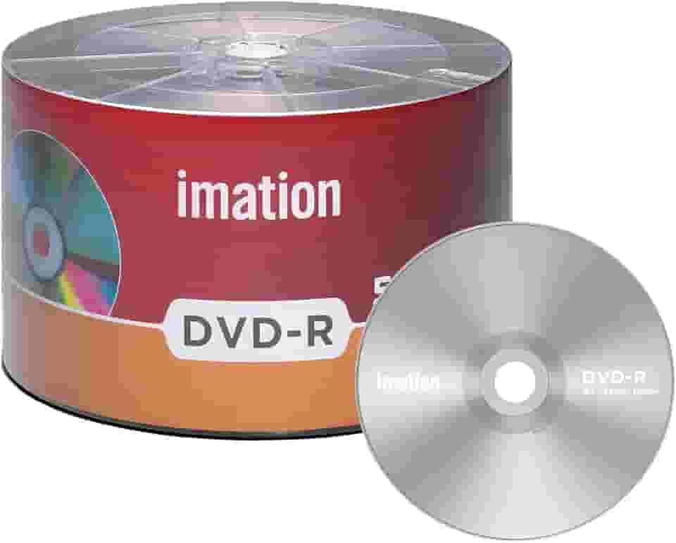 Imation Pacote com 50 DVD-R 16 x 4,7 GB/120 min logotipo da marca em branco disco de dados de filmes graváveis