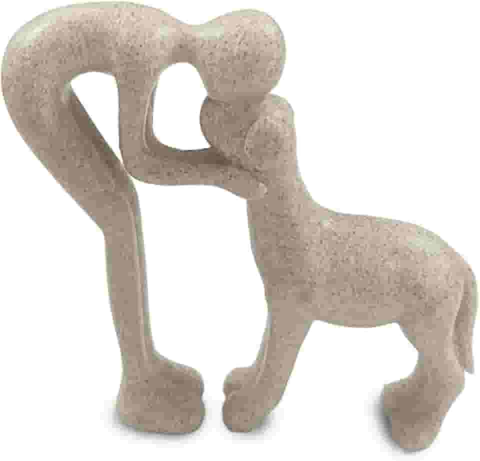 Escultura de cachorro, decoração de casa, estátuas fofas de homem e cachorro para prateleira, sala de estar, quarto, casa, presentes de memória de Natal para amantes de animais de estimação (arenito)