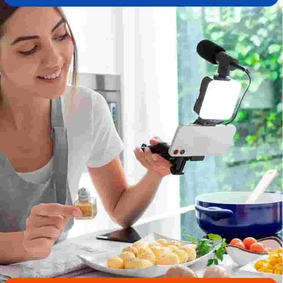 Kit Profissional de Gravação para Celular 5 em 1, Suporte para Marketing Digital, Youtuber, Criação de Conteúdo
