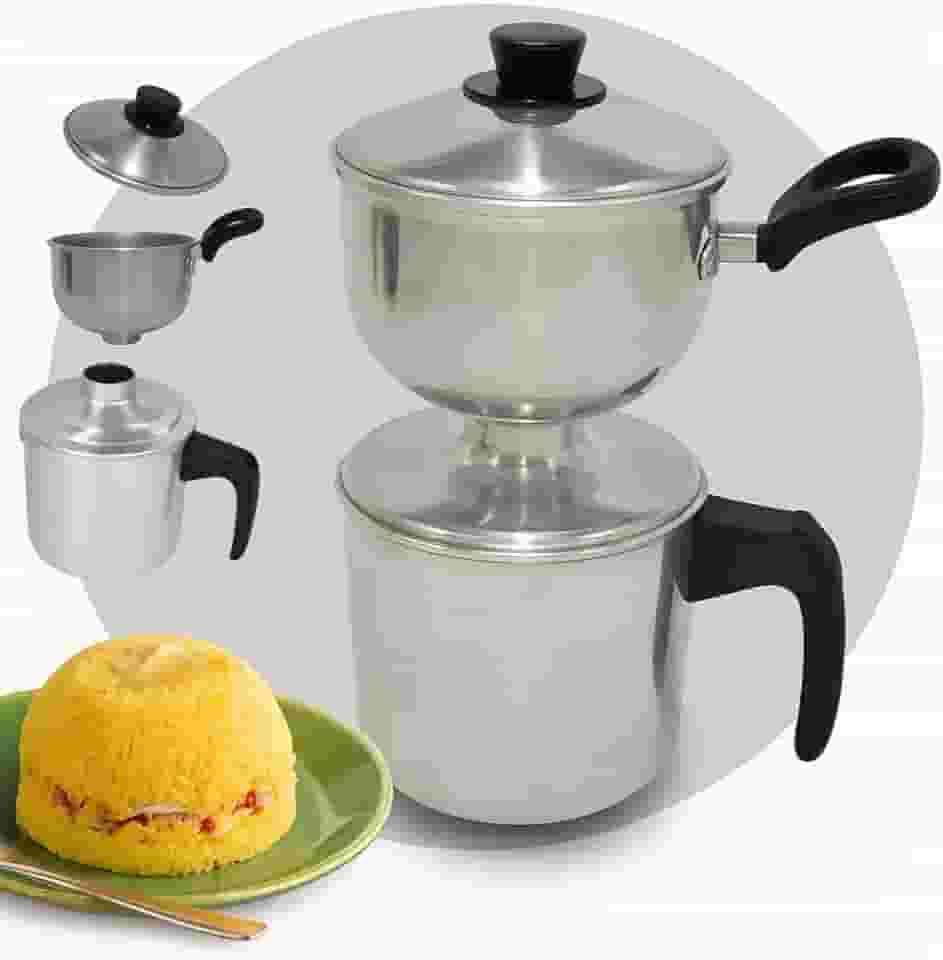 Cuscuzeira Individual Alumínio Polido ou Craqueado 1 ou 2 Medidas Cuscuzeiro Tradicional para Cuscuz Nordestino