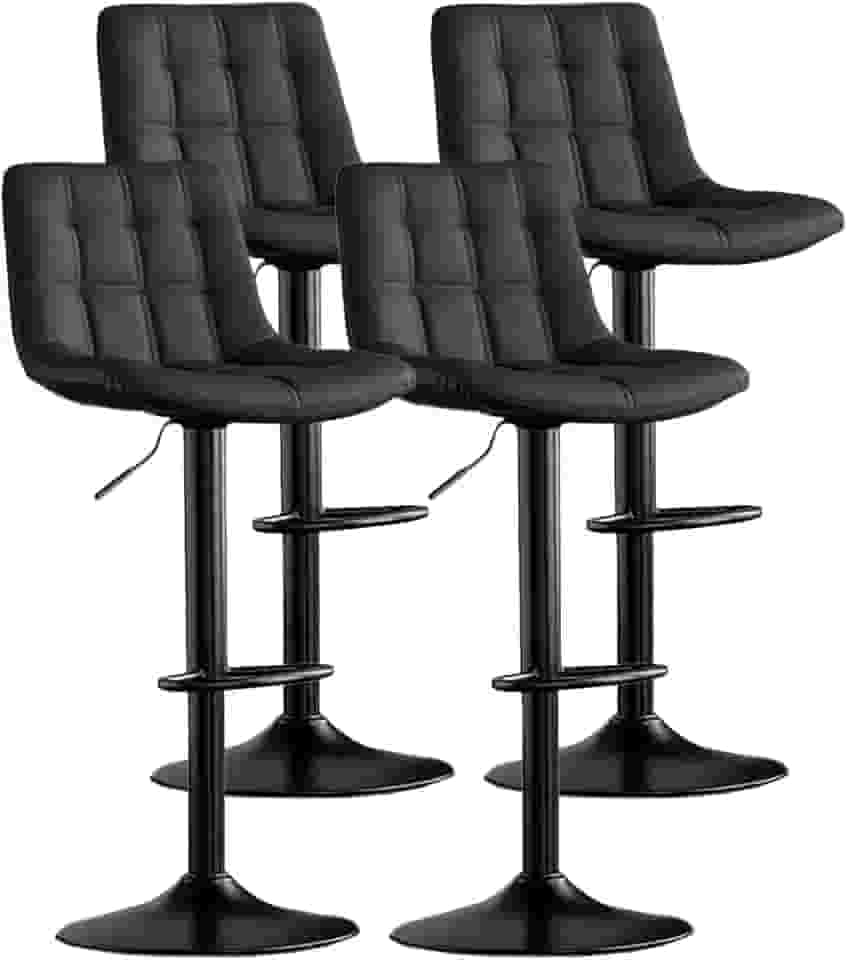 Banqueta Alta Giratória para Cozinha em Couro Sintético Duoffice Kitana DU77 (4, Preto)