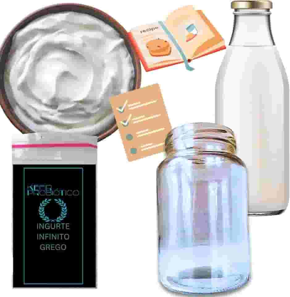Iogurte Grego Infinito Desidratado + Manual Completo Cortesia 500ml! | Produção Caseira Saudável e Natural | Econômico, Rico em Proteínas | Fácil de Fazer em Casa