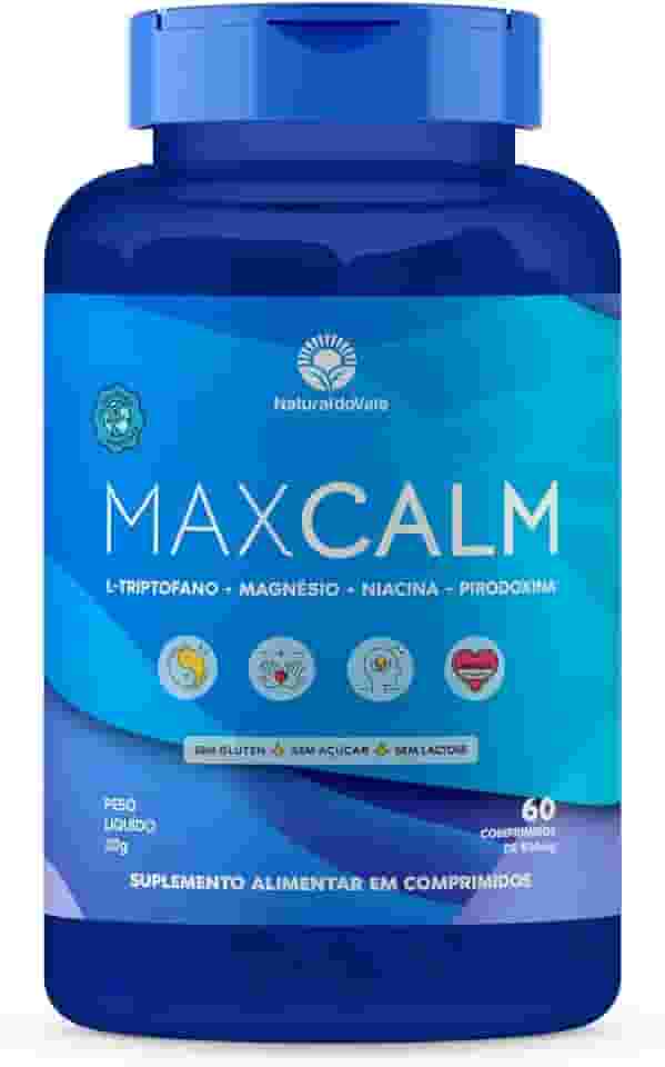 Max Calm L-Triptofano Magnésio Relax Foco Bem Estar 60 Comp - Natural do Vale