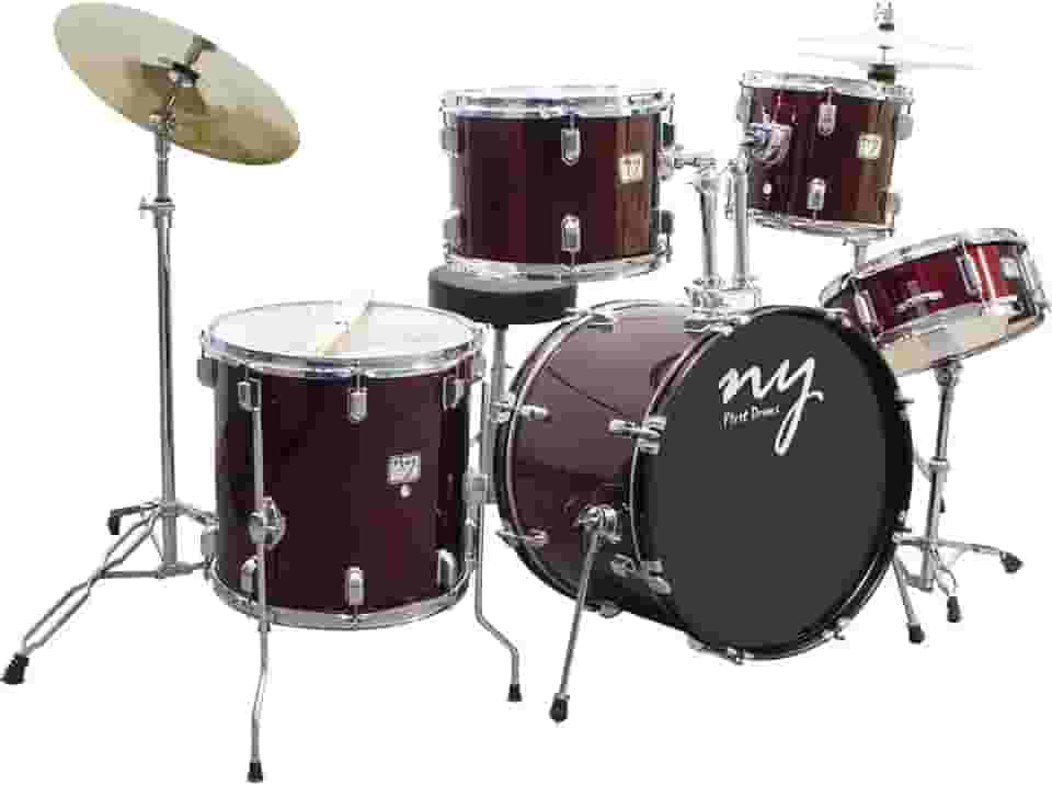 Bateria Acústica 2T Cromada Vinho com Banco NY-F1RST