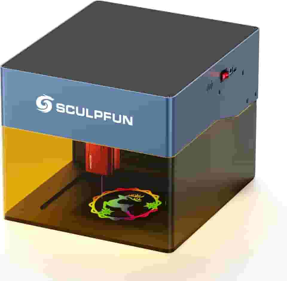 SCULPFUN iCube Pro Max Gravador a Laser, Cortador a Laser CNC com Potência de Saída de 10W, Máquina de Gravação de Alta Velocidade de 10.000 mm/min com Sistema de Filtragem de Fumaça, 120 * 120mm