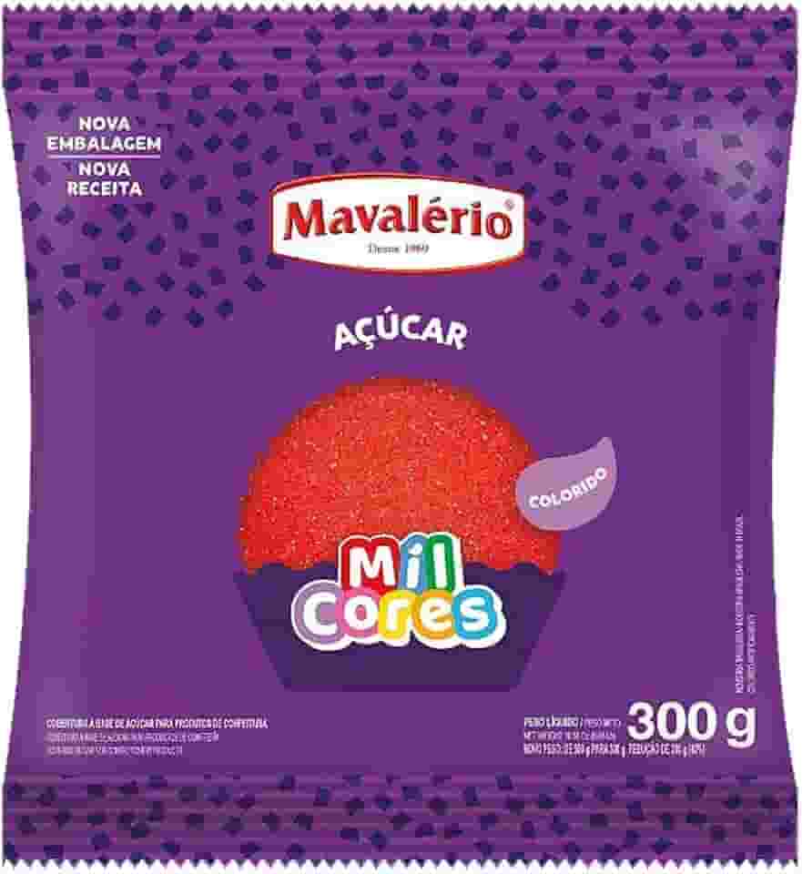 AÇÚCAR CRISTAL COLORIDO VERMELHO MIL CORES 300G MAVALÉRIO