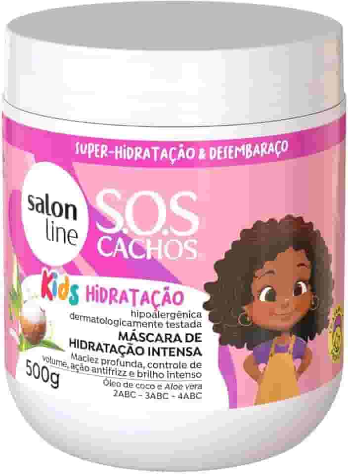 Salon Line, Máscara Capilar Infantil, SOS Cachos Kids, Super-Hidratação, Maciez e Controle de Volume, Vegana - Cabelos Ondulados, Cacheados e Crespos, 500 g