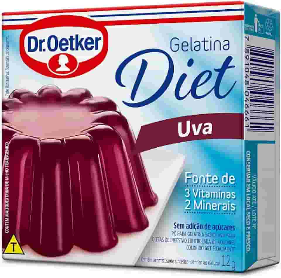 Dr. Oetker Gelatina em Pó Diet, Sabor Uva, Sobremesa com Sabor e Consistência Deliciosa, Fácil de Fazer, 12g