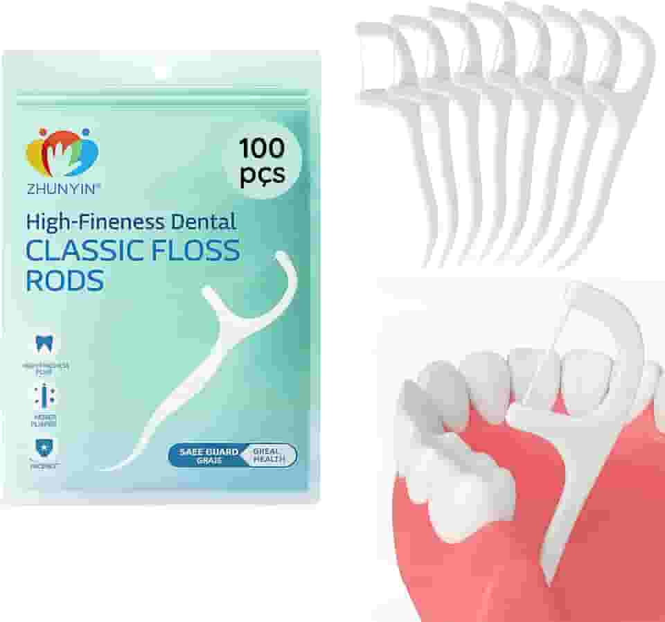 Fio Dental com Haste 2 em 1 Kit com 100 Unidades para Limpeza Bucal Profunda - Ideal para Viagens e Uso Diário