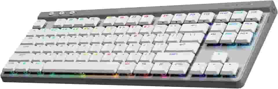Teclado Mecânico Gamer Sem Fio Logitech G515 com Design TKL,Tecnologia LIGHTSPEED, RGB LIGHTSYNC, Conexão USB ou Bluetooth, Switch GL Brown Tactile e Bateria Recarregável - Branco