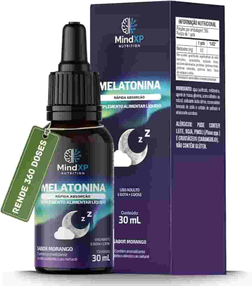 Melatonina 100% Pura Sublingual 30ml Sabor Morango RÁPIDA ABSORÇÃO 360 doses MINDXP NUTRITION