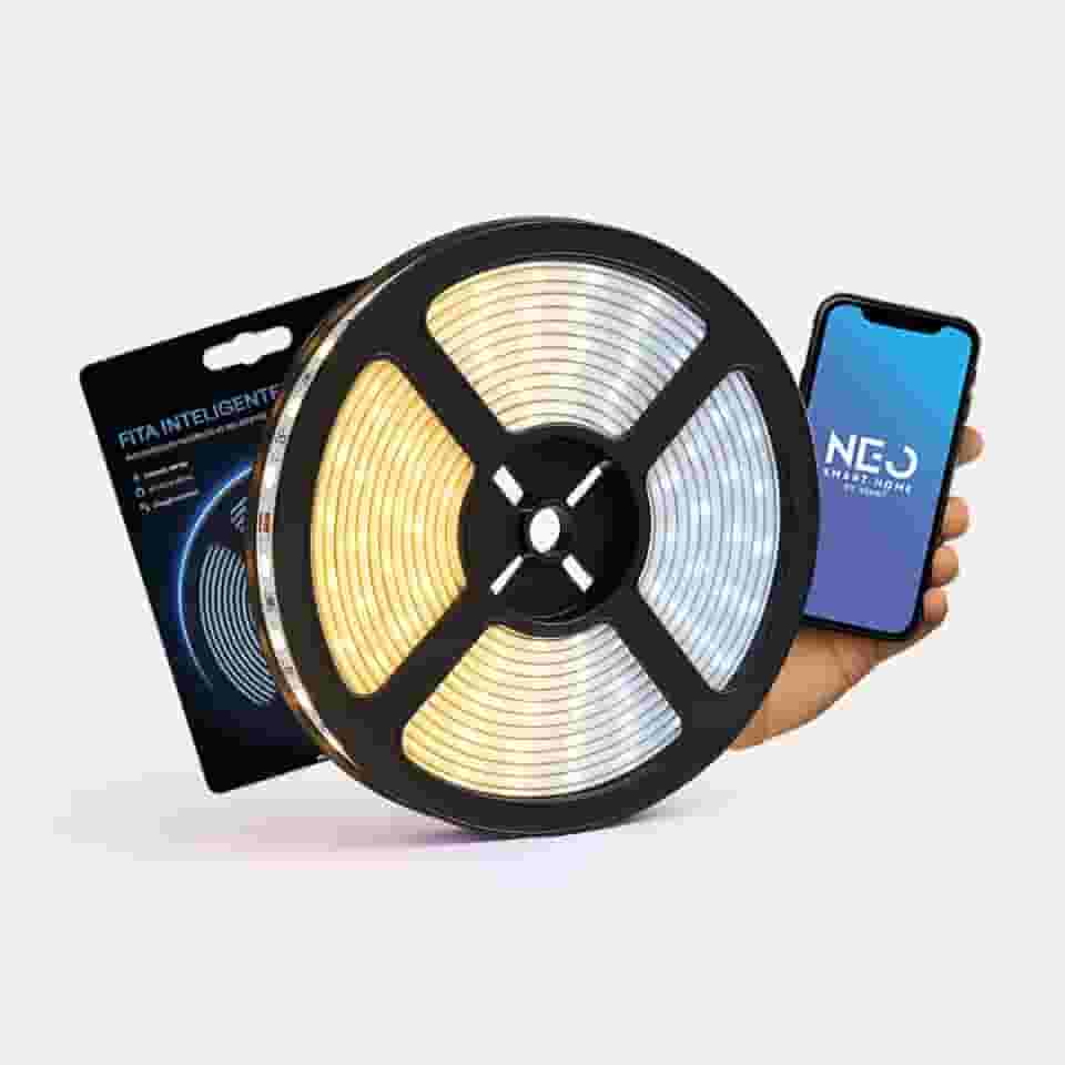 Fita LED Smart Wi-Fi 5 Metros 5W, CCT (2700K-6500K) Bivolt, Dimerizável, Compatível com Alexa, Google Home e Tuya