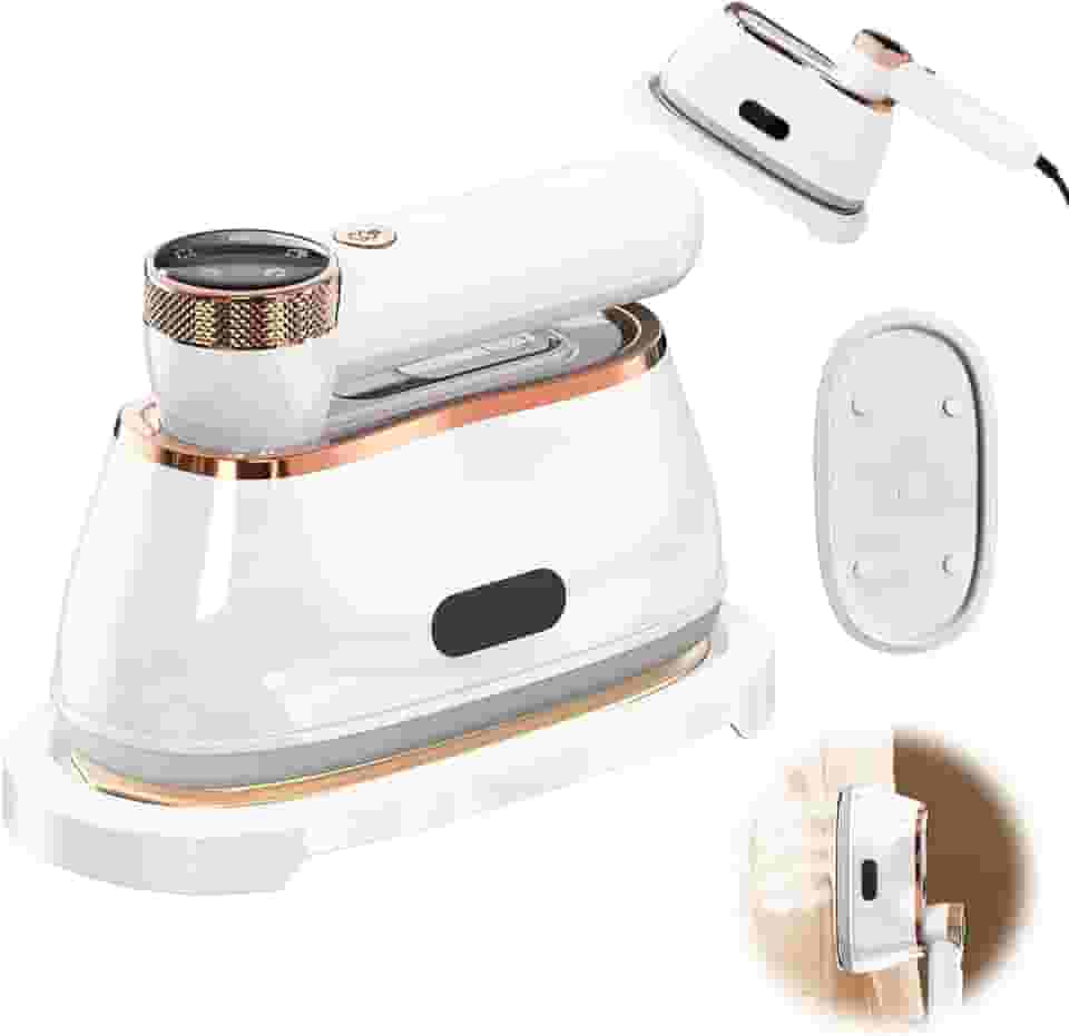 Vaporizador Portátil 2em1 para Roupas & Ferro,1200W,5 Modos,180ml,Painel Cerâmico Esmaltado Pendurado Prensa a Quente com Alça Rotativa de 180°, para Lã, Seda, Algodão, Linho & Fibras Sintéticas