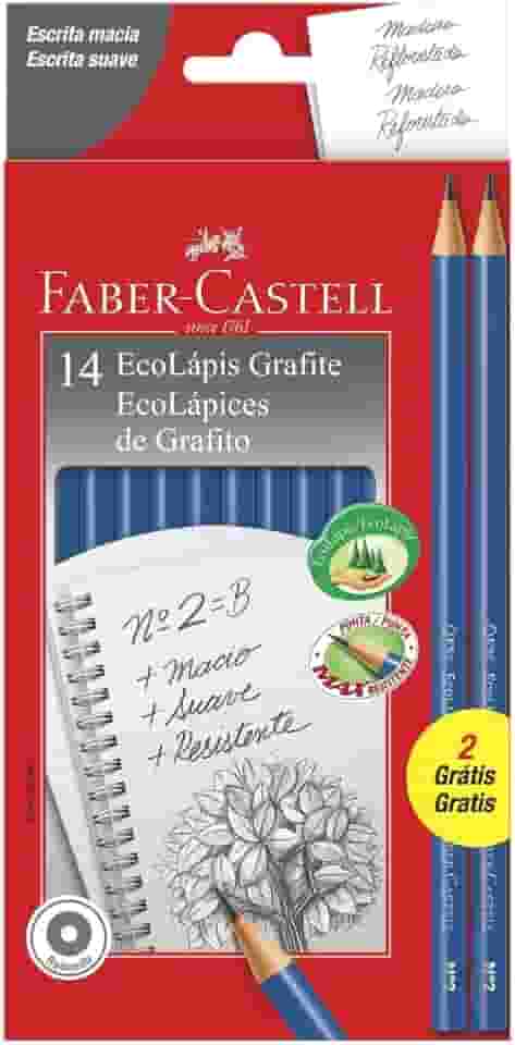 Lápis de cor,Faber-Castell,PM/1210AZ12+2; Ecolápis Grafite Max nº 2HB, Azul, Redondo; 12+ 2 unidades