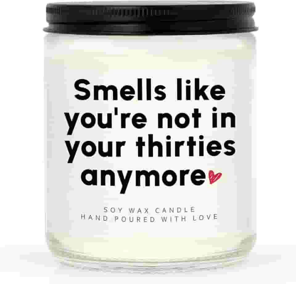 Craftique Presentes engraçados de aniversário de 40 anos, mulheres, homens, vela feita à mão, 40 anos, decorações para mulheres, homens, presentes de aniversário de 40 anos para amigas, irmãs, esposas