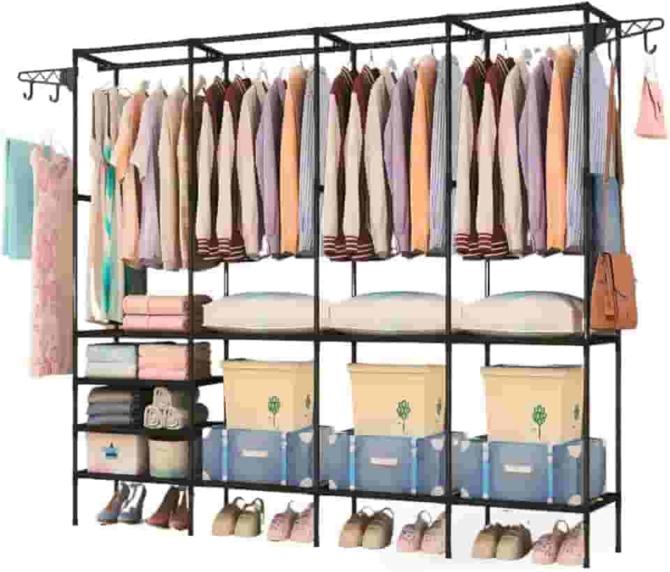 Guarda Roupa Portátil Arara Cabideiro Sapateira Organizador 4 Colunas