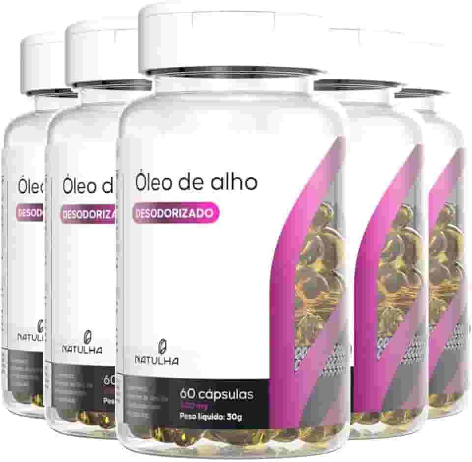 KIT 5x Óleo de Alho Desodorizado (Sem Cheiro) 500mg 60 cápsulas - Natulha