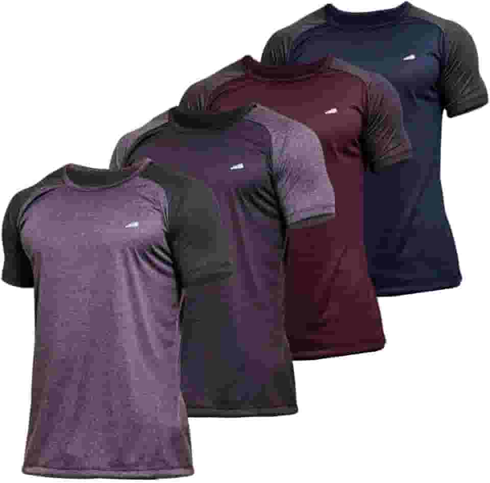 Kit 4 Camisetas Dry Fit Raglan Masculina Manga Curta Academia Gola Redonda Slim