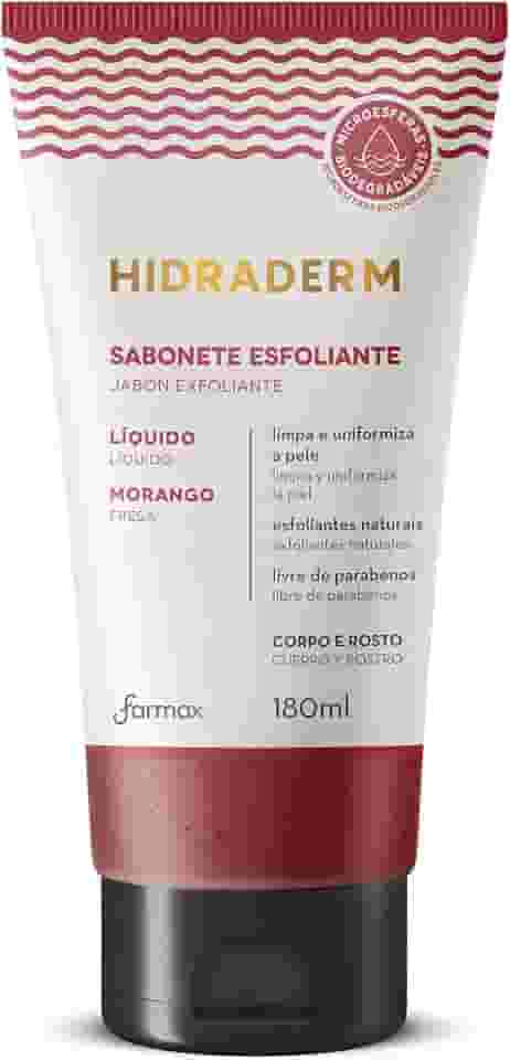 Farmax Sabonete Liquido Esfoliante Hidraderm Morango Vermelho 180 Ml (Pacote pode variar)