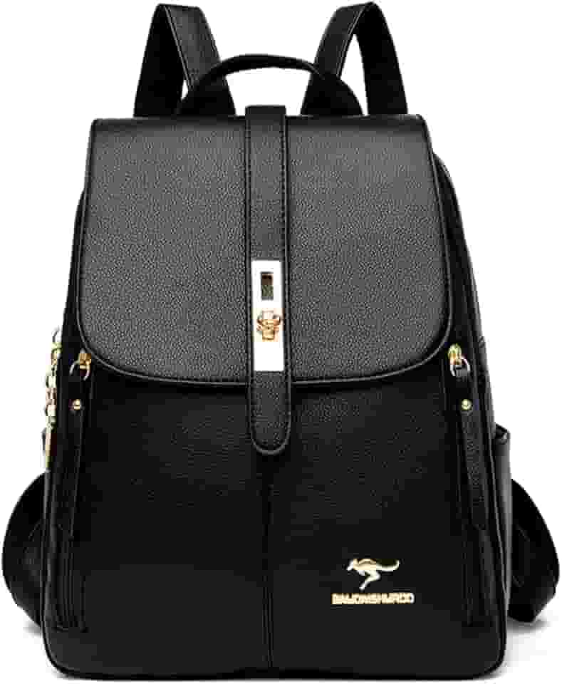Mochila Feminina de Couro PU Antifurto Moda Simples Mochila Pequena Impermeável Vintage E Versátil Casual Bolsa Viagem Multiuso