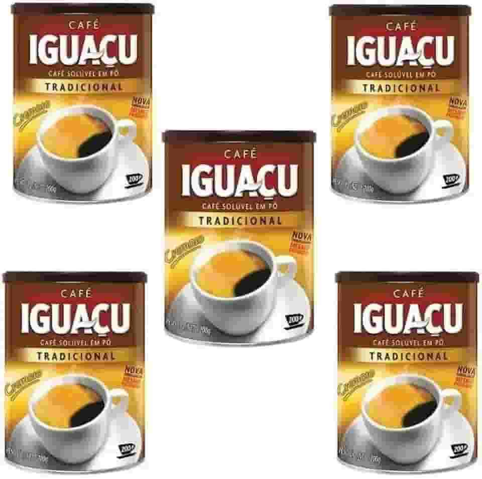 Café Iguaçu Solúvel Em Pó Lata 200g Kit C/5 Unidades