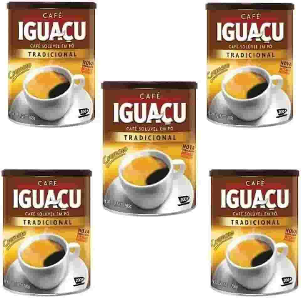 Café Iguaçu Solúvel Em Pó Lata 200g Kit C/5 Unidades