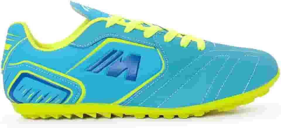 Chuteira Couro Legitimo Society Campo Grama Sintética Turquesa Amarelo Limão Sola Colada Costurada