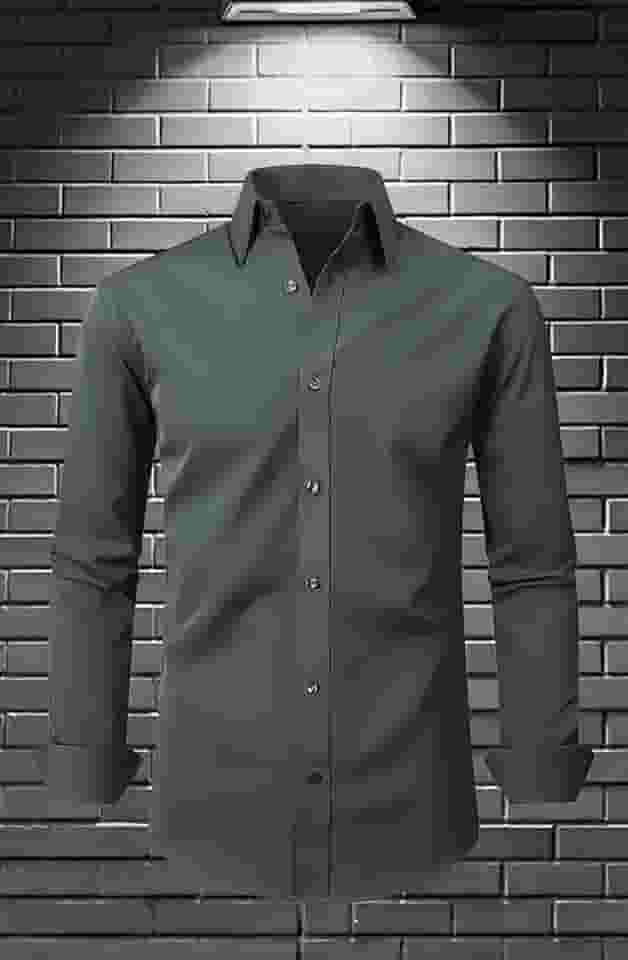 Camisas sociais masculinas de manga comprida com elástico e sem rugas, camisas formais casuais de negócios