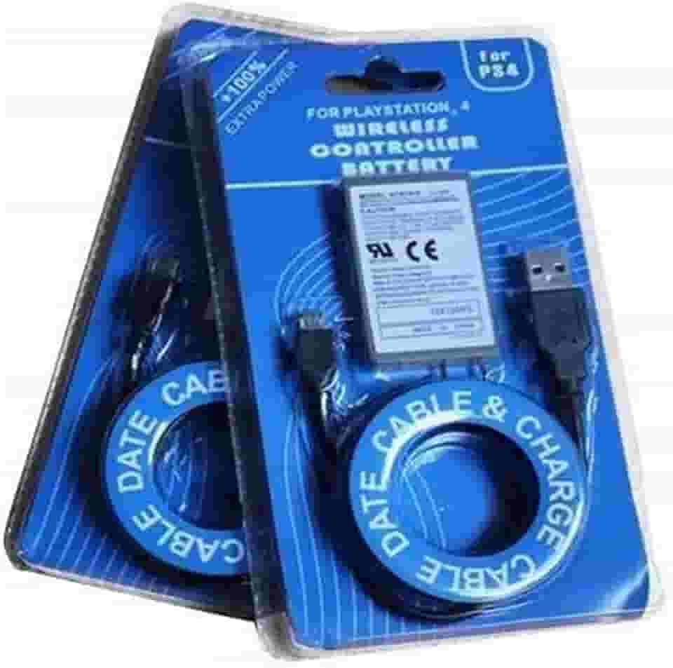 Kit C/ 2 Baterias Recarregáveis 2000mah Para Controle Dualshock Playstation 4 + Cabo Carregador USB