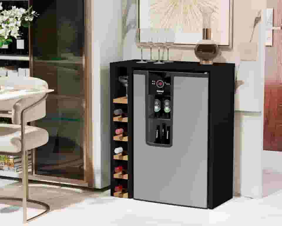 Aparador Adega Bar Para Cervejeira Preto/Nature - JM Casa dos Móveis