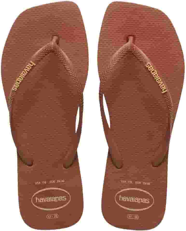 Chinelo Havaianas Slim Square Logo Pop-up Feminino - Cor Ferrugem