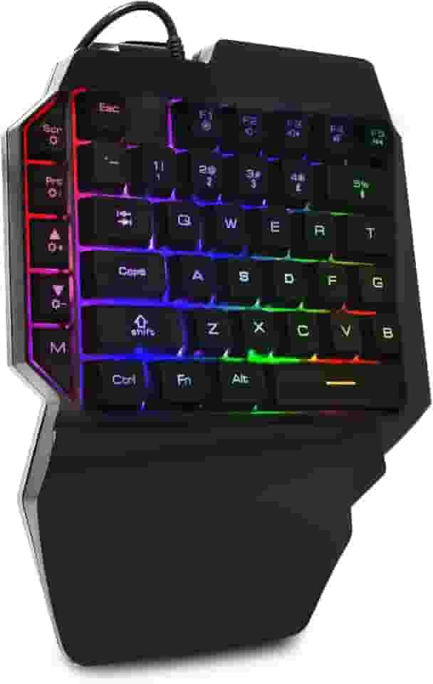 Teclado Gamer Single Handed Uma Mão Multimídia Leds Rgb Controle de Iluminação Conexão Usb Pc Notebook Mac Celular